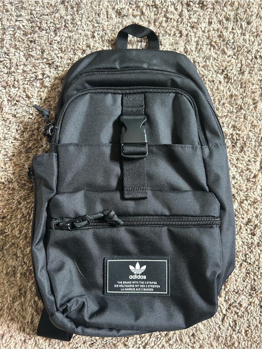 adidas Black Mini Utility Backpack with Front Buckle